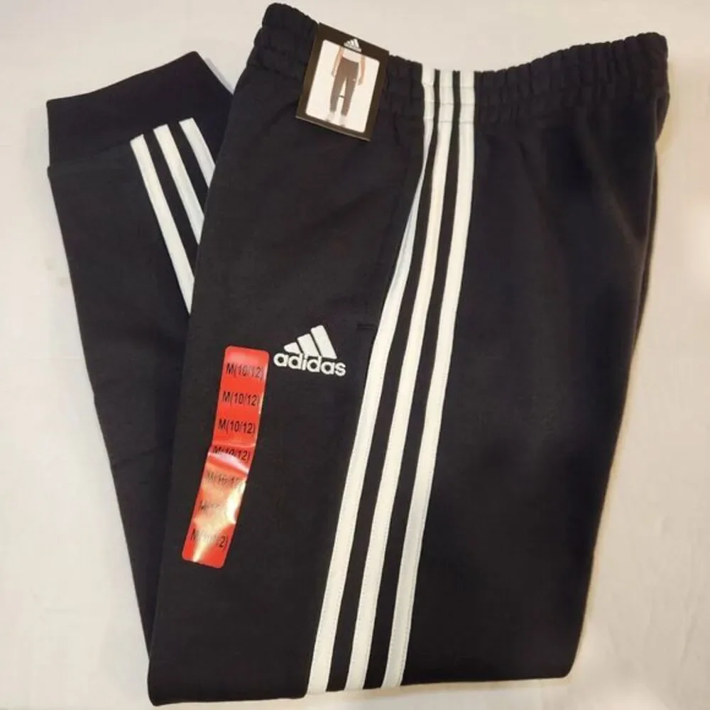 NWT Youth Boys Adidas Jogger‎ Black/White Stripe, Medium